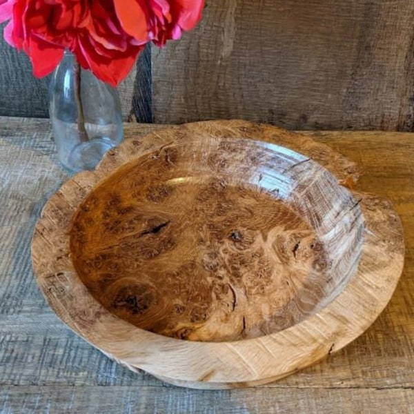 Rustic Sweet Chestnut Burr Wooden Bowl, Great Ornamental Bowl or Useful Entryway Bowl