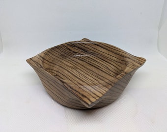 Square Zebrano Decorative Wooden Bowl a Stunning Room Accent or Trinket Bowl