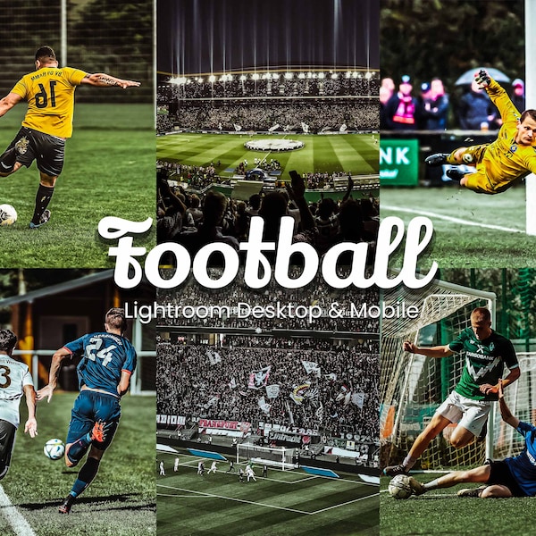 21 préréglages Lightroom de football pour mobile, améliorez vos photos de football avec des effets vibrants et des thèmes captivants pour de superbes photos de football
