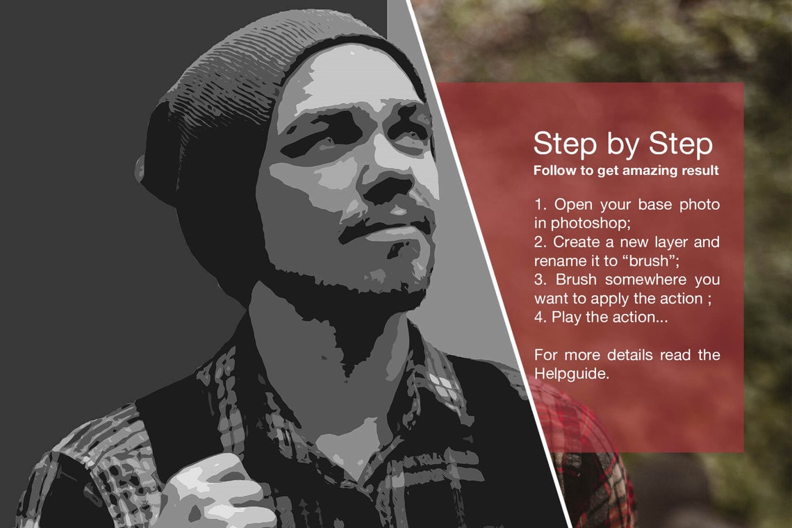 Monochromatic Pop Art Photoshop action pic red black red image 7