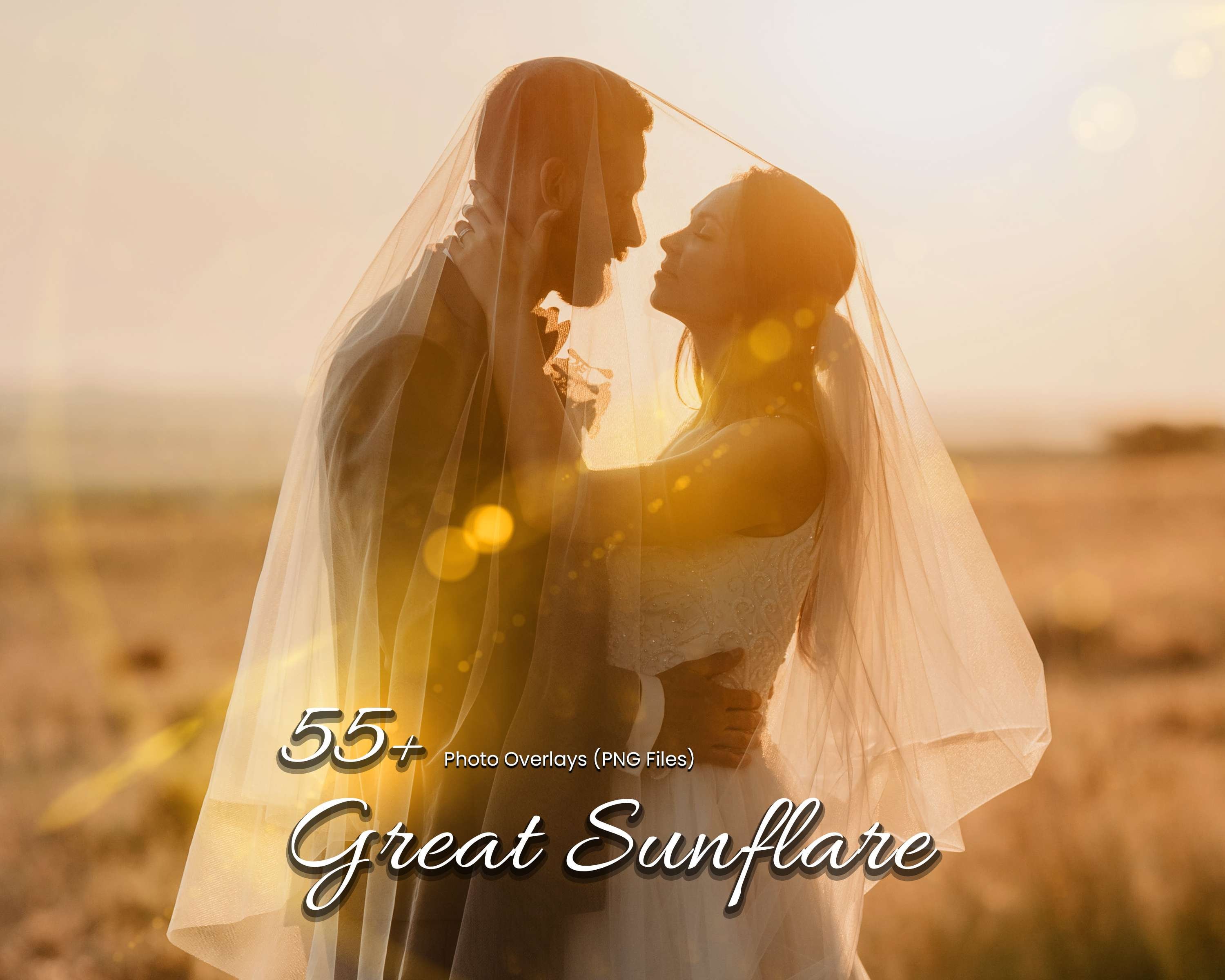 59 Great Sunflare Photoshop Overlays - Golden Sunlights, Sun Rays, Lens Effects, Bokeh Dust, Sunbeams, Flare Background, Sunset Texture