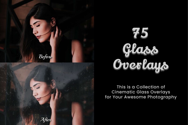 75 Glass Photoshop Overlays to elevate your photography. The glassy Texture pack includes Raindrops, Light Effects, Urban Reflection, Waterdrops, City Bokeh, Water Splatter, Frosted Glass, and Window Backdrop.