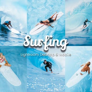 30 gotowych ustawień wstępnych programu Lightroom do surfingu na komputery stacjonarne i urządzenia mobilne | Idealne do sportów oceanicznych, zdjęć surferów i Instagrama | Jasne, nastrojowe i oceaniczne motywy