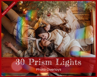 Christmas Prism Light Overlays: Rainbow Bokeh Effects (PNG)