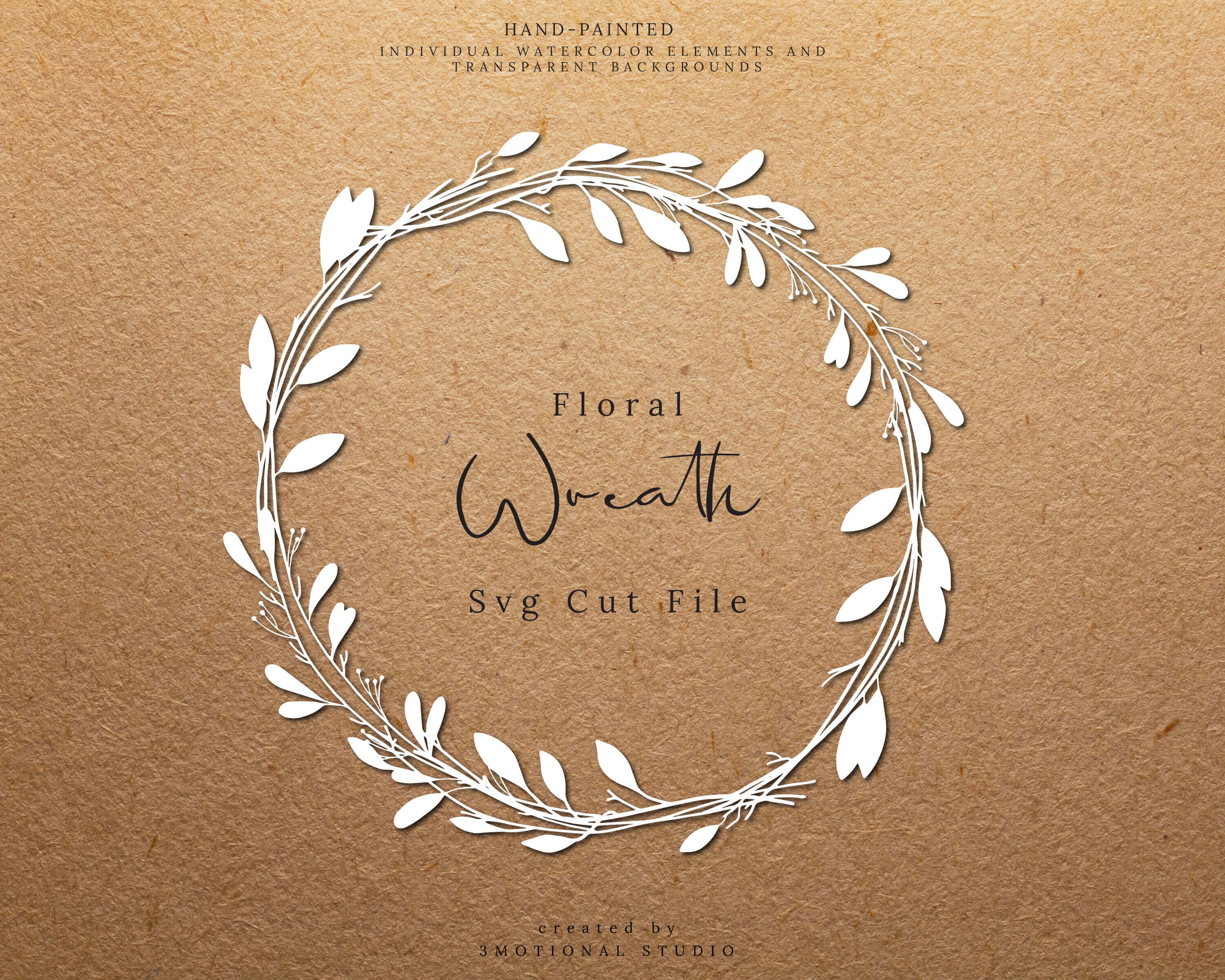 Floral Wreath Svg Cut File Clip Art Png Dxf Pdf Plant Leaves - Etsy