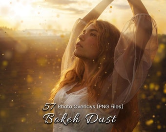 57 Bokeh Dust Photoshop Overlays: Transform Photos with Sparkle, Glitter, Sunlight, and Golden Haze Effects