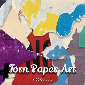 107 Torn Paper Art Collection: Texture di carta strappata PNG ad alta risoluzione per artisti di collage, album, social media e riviste
