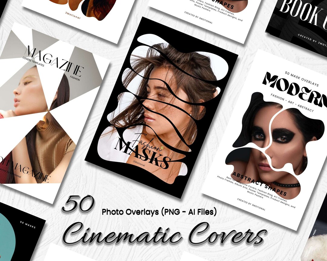 50 Cinematic Photo Overlays: Abstract Masks, Geometric Shapes (PNG, AI ...