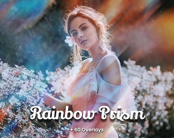 Rainbow Prism Photo Overlays: Light Leak, Flare, Bokeh (Digital Download)