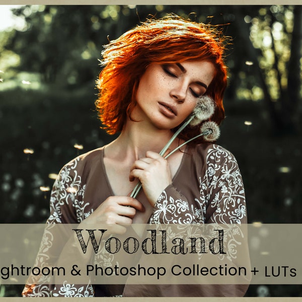 Woodland Photoshop Actions Lightroom Presets Mobile Filters LUTs Instagram Bloggers Earthy Moody Nature Photography Sage Forest Green Jungle