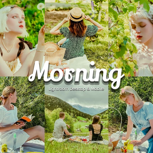 12 Morning Lightroom Presets, Elevate Your Photography with Vibrant, Spring, Travel, Bright, Aesthetic Effects and Inspiring Themes!