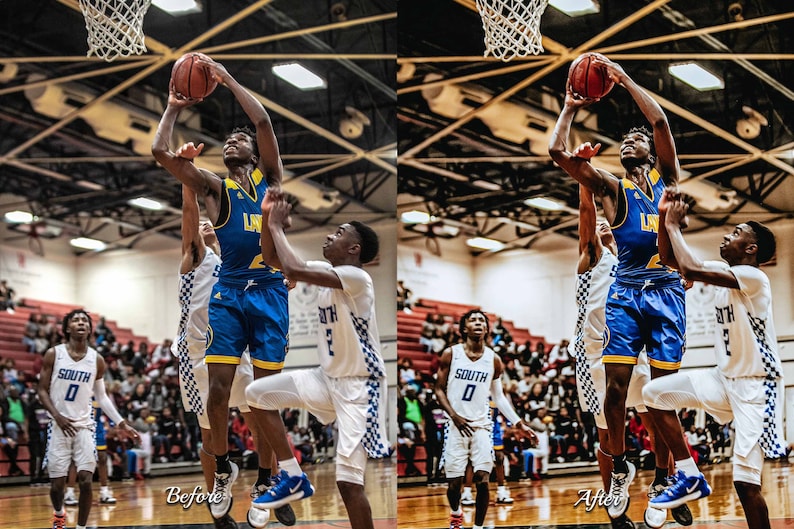 May include: Two basketball players in a game, one in a blue and yellow jersey with the number 2, the other in a white jersey with the number 3 and a checkered pattern, both jumping for a shot.