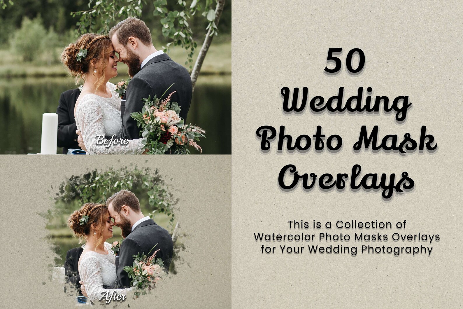 50 Wedding Photo Mask Overlays: Watercolor Effects & Textures (PNG) - Etsy