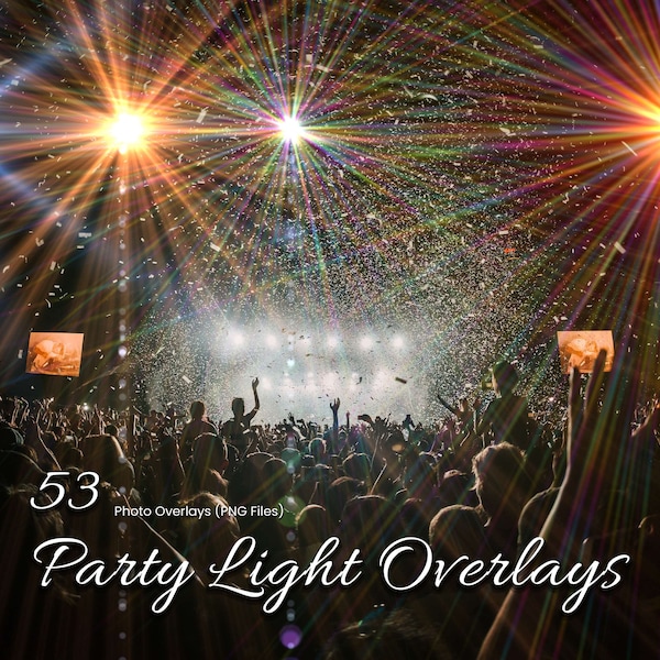 53 Party Light Photoshop Overlays - Neon Lights Effects for Disco Party, Clubs, Weddings, Events, Festivals, Portraits, Stage, and More