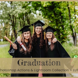 Graduation Lightroom Presets Desktop, Portrait Photoshop Actions, College Lightroom Mobile Presets, High school Senior diploma Party LUTs