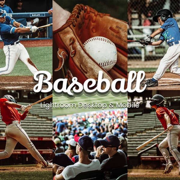 30 paramètres prédéfinis Lightroom de baseball pour ordinateur de bureau et mobile, améliorez vos photos de sport avec des modifications éclatantes. Parfait pour les athlètes, les blogueurs, les influenceurs.