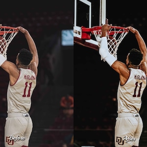 May include: A basketball player wearing a white jersey with the number 11 and the name "McGlashen" on the back, jumps to dunk the ball. The player is wearing a white wristband and white shorts. The player is in mid-air, with the ball in their right hand.