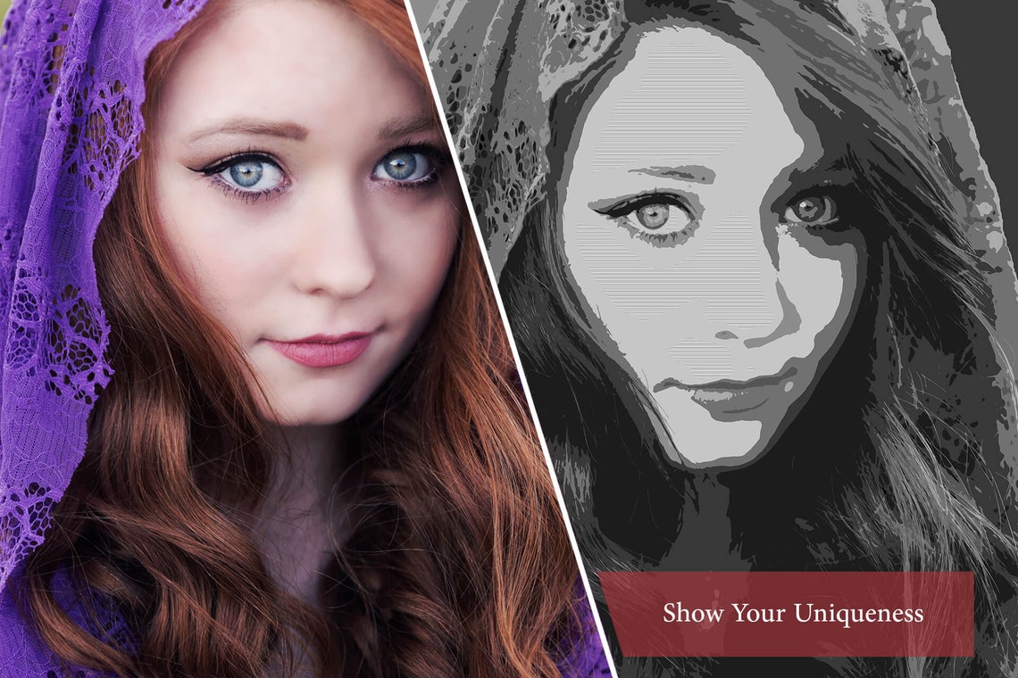 Monochromatic Pop Art Photoshop action pic red black red image 3