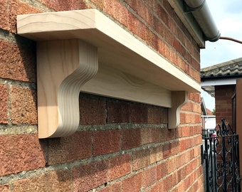 Chunky Mantel Shelf, Handmade Solid Pine Wood, Unfinished With Corbels, Fireplace Wall mantle overmantel