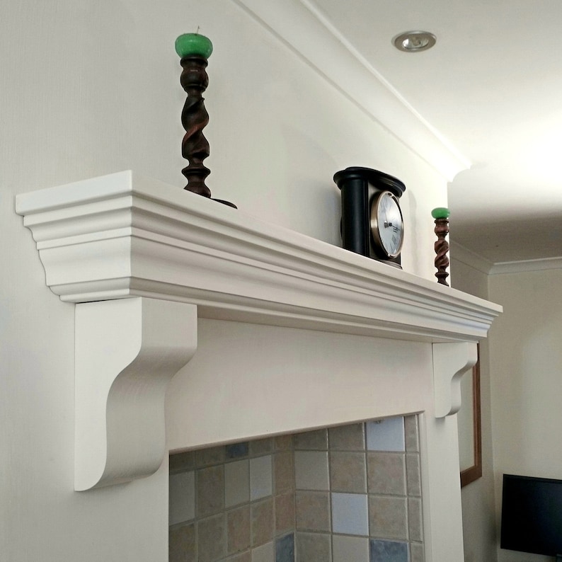 Mantle Fireplace Shelf Over Mantel Floating Piece Victorian Style Solid Pine Wood Kitchen Oven Wall image 2