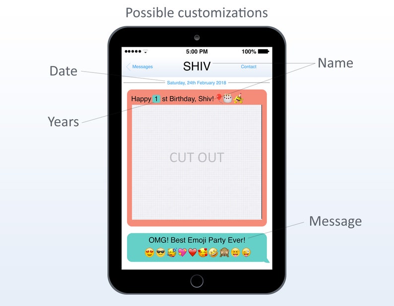 EDITABLE Emoji Photo Booth Emoji Photo Frame Emoticons Etsy