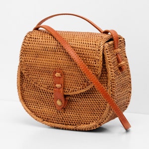 Satchel Rattan Bag - Bali Bag - Straw Bag - Handwoven Shoulder Bag - Boho Summer Purse - Bohemian Crossbody Bag