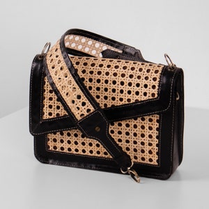 Callie Leather Bag, Leather Multi Way Bag, Rattan Bag, Summer Tote Bag, Leather Sling Bag, Straw Bag, Woven Wrist Bag, Women Rattan Purse