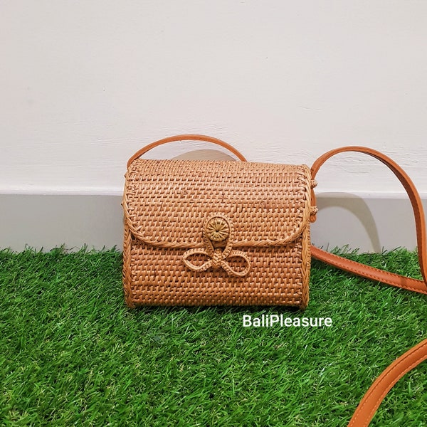 Mini Envelop Rotan Tas - Bali Bag - Straw Bag - Handgeweven Schoudertas - Boho Zomer portemonnee - Boho Crossbody Bag