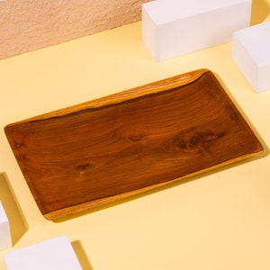 Wooden Rectangle Plate - Teak Wood Plate - Wooden Kitchen Tool Tableware - Personalized Wooden Square Plate - Engraved Wooden Plate