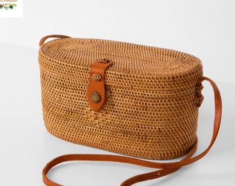 Cylin Rattan Bag - Bali Bag - Straw Bag - Woven Summer Bag - Boho Bag - Rattan Purse For Women - Trendy Summer Accessories - Gift For Her