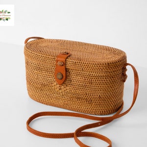 Cylin Rattan Tasche - Bali Tasche - Stroh Tasche - Sommer Tasche - Boho Tasche - Rattan Handtasche für Frauen - Trendy Sommer-Accessoires - Geschenk für Sie