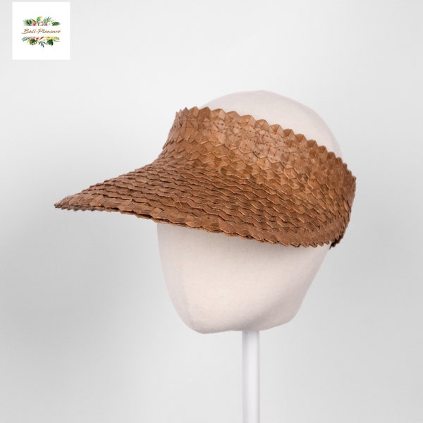 Visera de paja - Visera de sol de hoja de palma de Bali - Sombrero de playa - Sombrero de paja - Sombrero de verano - Lauhala Papale - Sombrero sin corona - Sombrero hawaiano