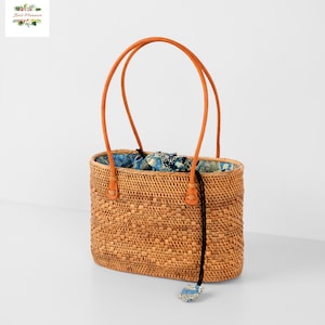 Sundung Diamond Rattan Bag - Boho Rattan Basket - Summer Straw Tote Bag - Woven Straw Bag - Bohemian Bali Rattan Handbag - Gift For Her