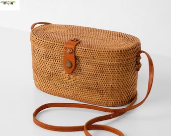 Bolso balinés de ratán hecho a mano – Bolso de paja tejido Cylin