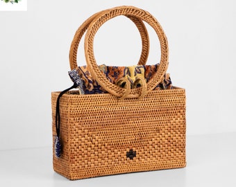 Envelope Handle Rattan Bag - Bali Bag - Straw Bag - Woven HandBag - Boho Summer Bag For Women - Bohemian Beach Rattan Purse - Gift For Her