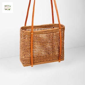 Handwoven Rattan Net Bag – Bali Boho Beach Tote