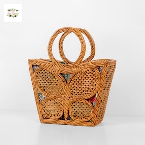 Butterfly Rattan Bag - Handwoven Bali Boho Purse