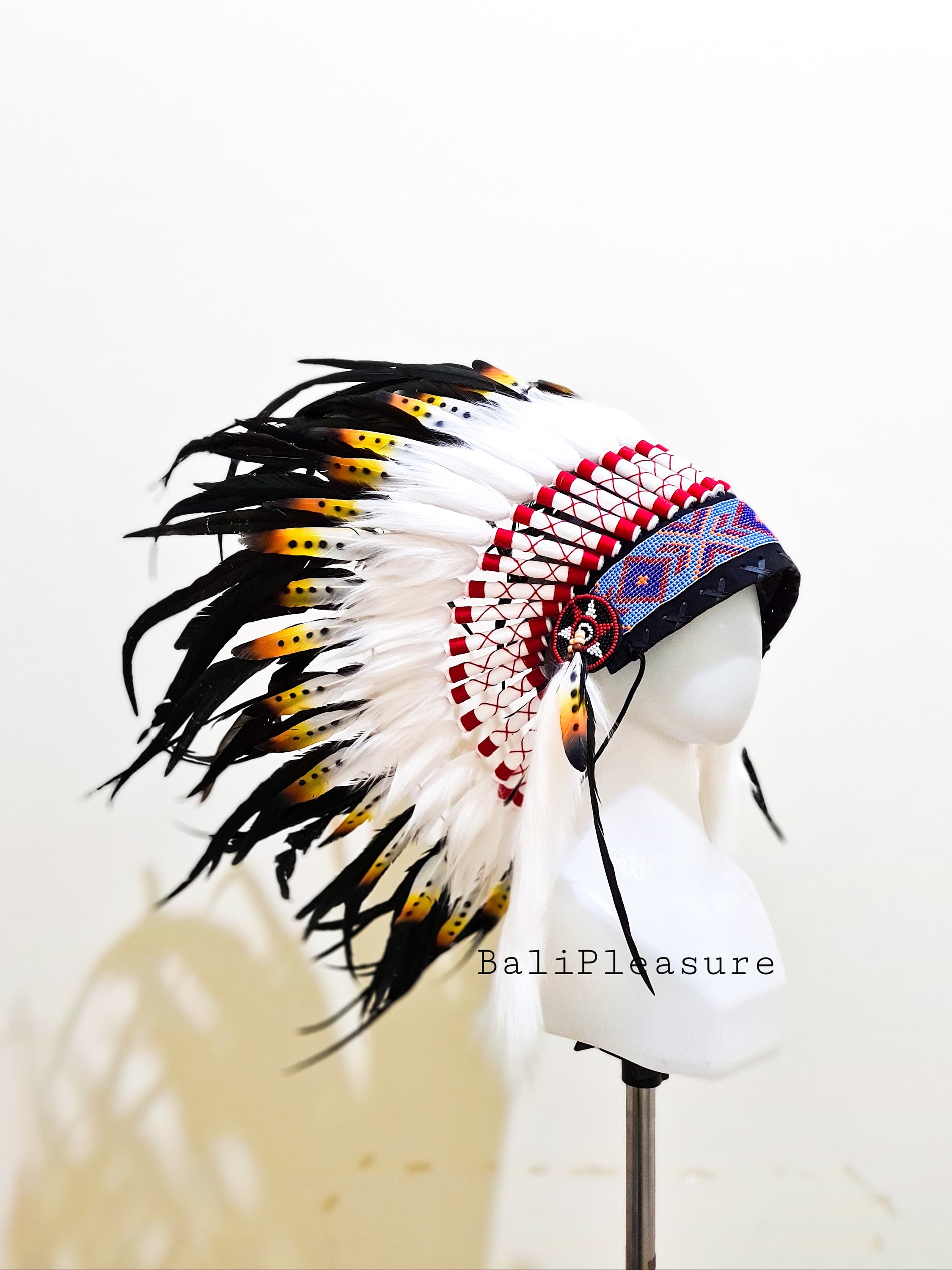 Indian Headdress White \u0026 Black Replica 