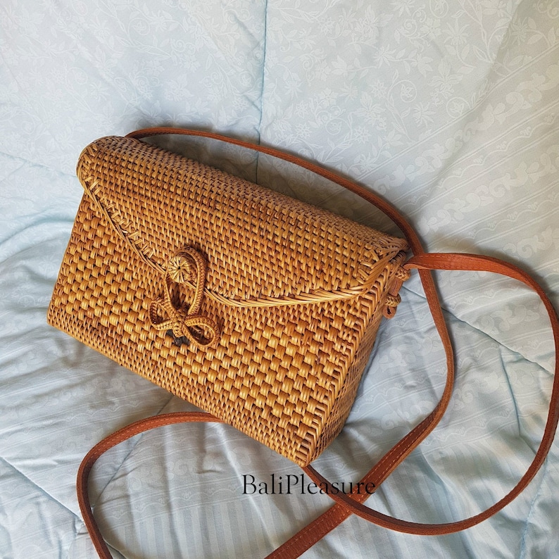 Rattan Bag - Bali Bag - Straw Bag - Handwoven Shoulder Bag - Envelope Straw Bag - Boho Summer Bag - Bohemian Crossbody Purse - Christmas Bag 