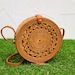Round Rattan Bag With Braid Pattern - Bali Bag - Straw Bag - Handwoven Shoulder Bag - Boho Summer Bag - Bohemian Crossbody Purse 