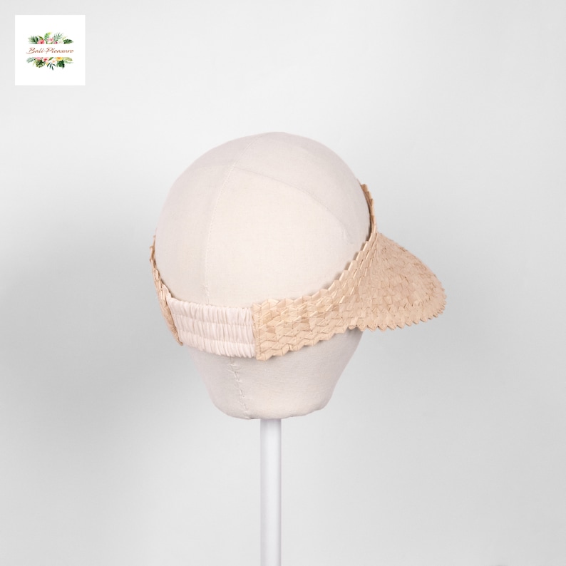 Straw Sun Visor Bali Palm Leaf Sun Visor Beach Hat Straw Hat Summer Hat Lauhala Papale Crownless Hat Hawaiian Hat image 3