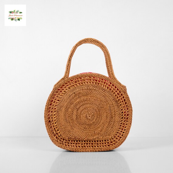 New Rattan Bags for Women - Handmade Wicker Woven Purse Handbag Circle Boho  Bag Bali 