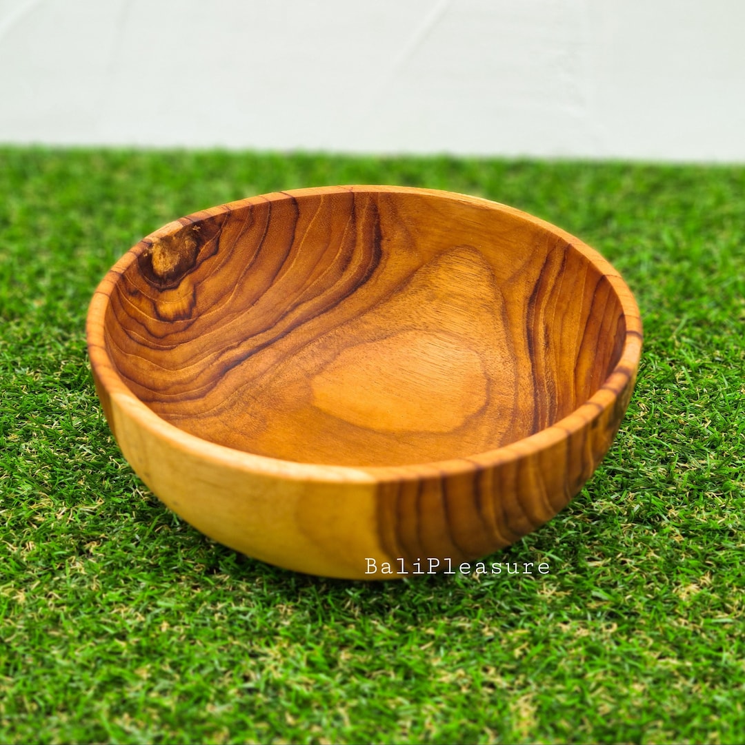 Buy Handmade Teak Wood Bowl: Eco-friendly Salad Smoothie Bowl
