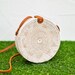 White Flower Round Rattan Bag - Bali Bag - Straw Bag - Handwoven Shoulder Bag - Boho Summer Purse - Bohemian Crossbody Bag 