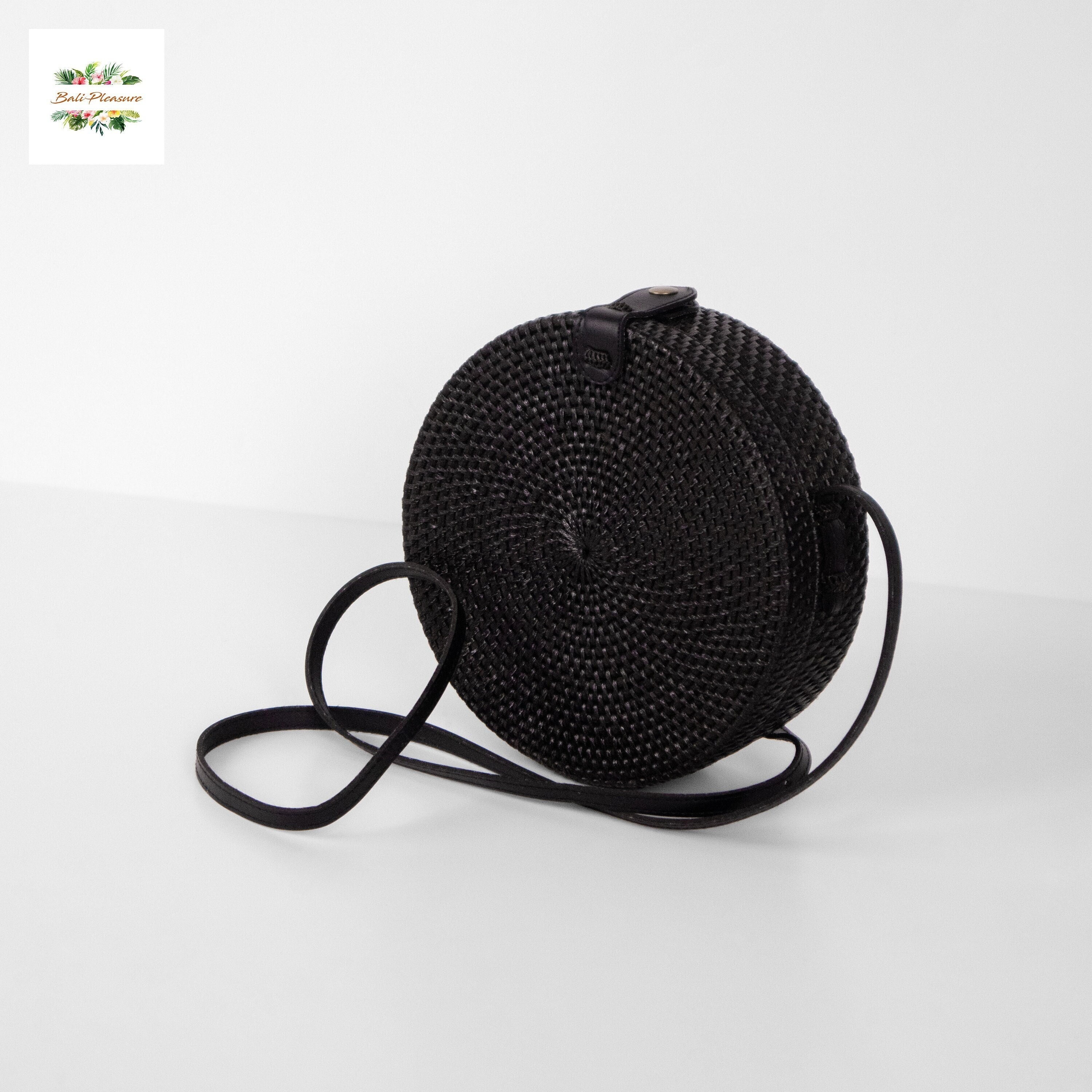 Black rattan purse sale