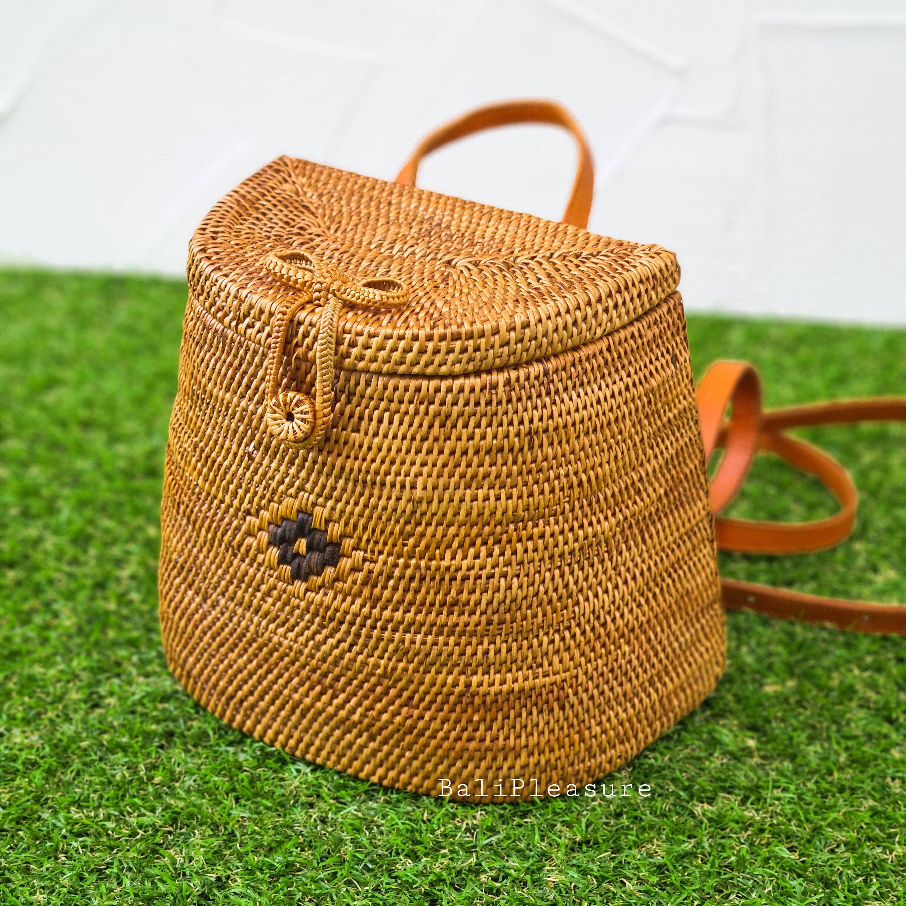 Rattan Backpack Bali Bag Straw Bag Handwoven Beach Bag 