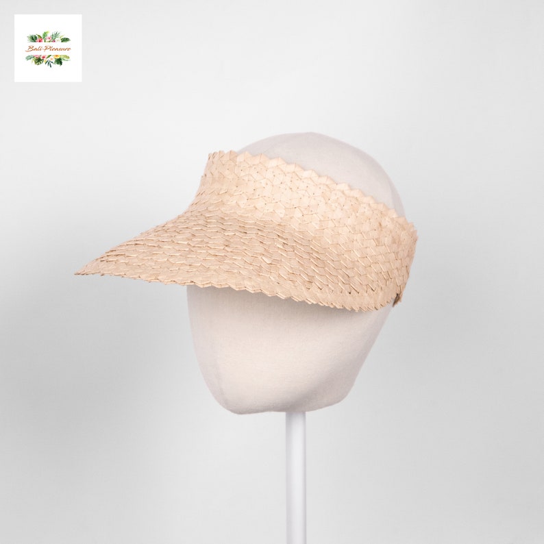 Straw Sun Visor Bali Palm Leaf Sun Visor Beach Hat Straw Hat Summer Hat Lauhala Papale Crownless Hat Hawaiian Hat Beige