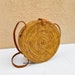 Brown Flower Round Rattan Bag - Bali Bag - Star Straw Bag - Handwoven Shoulder Bag - Boho Summer Purse - Bohemian Crossbody Bag 