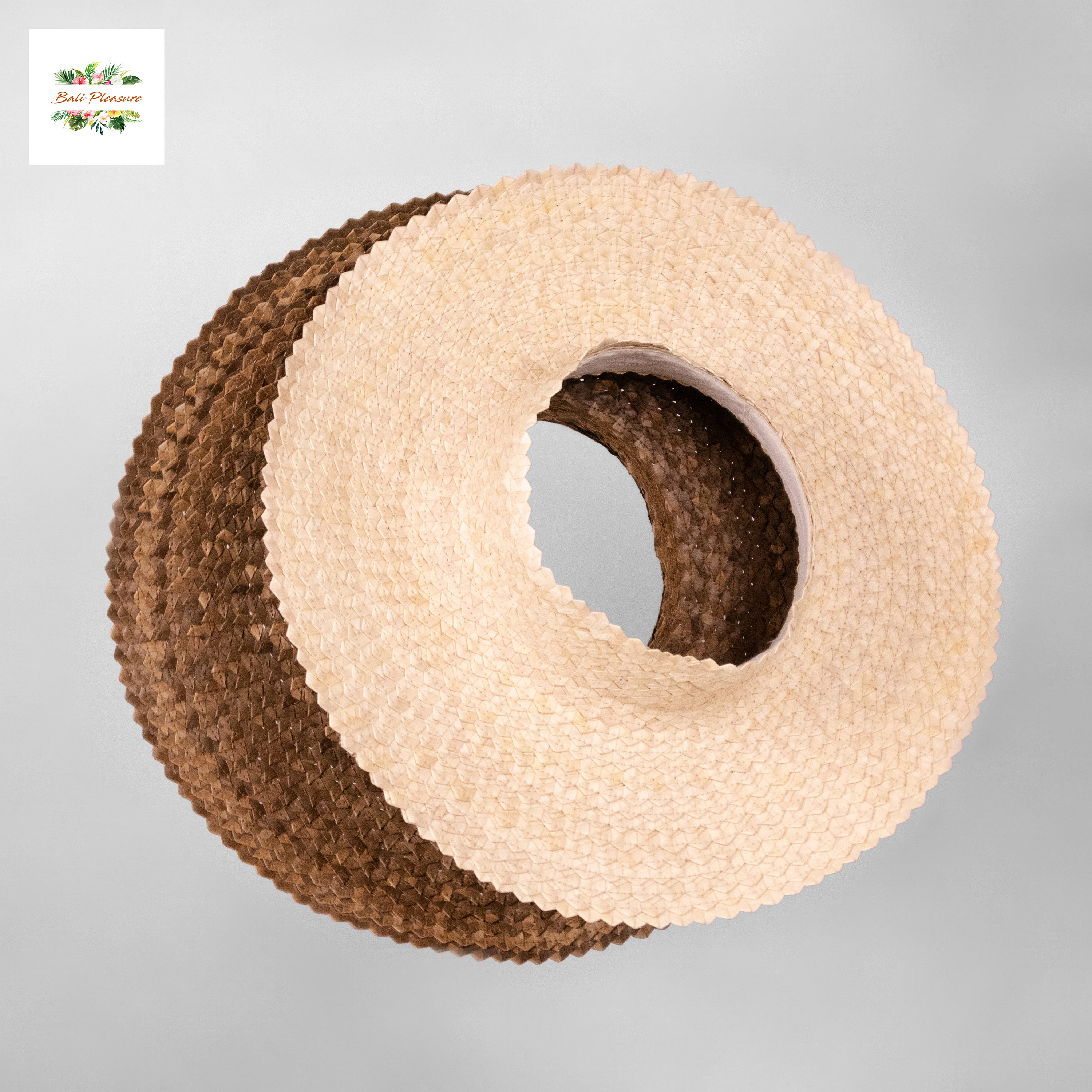Handmade Hawaiian Lauhala Papale Palm Leaf Visor: Crownless 