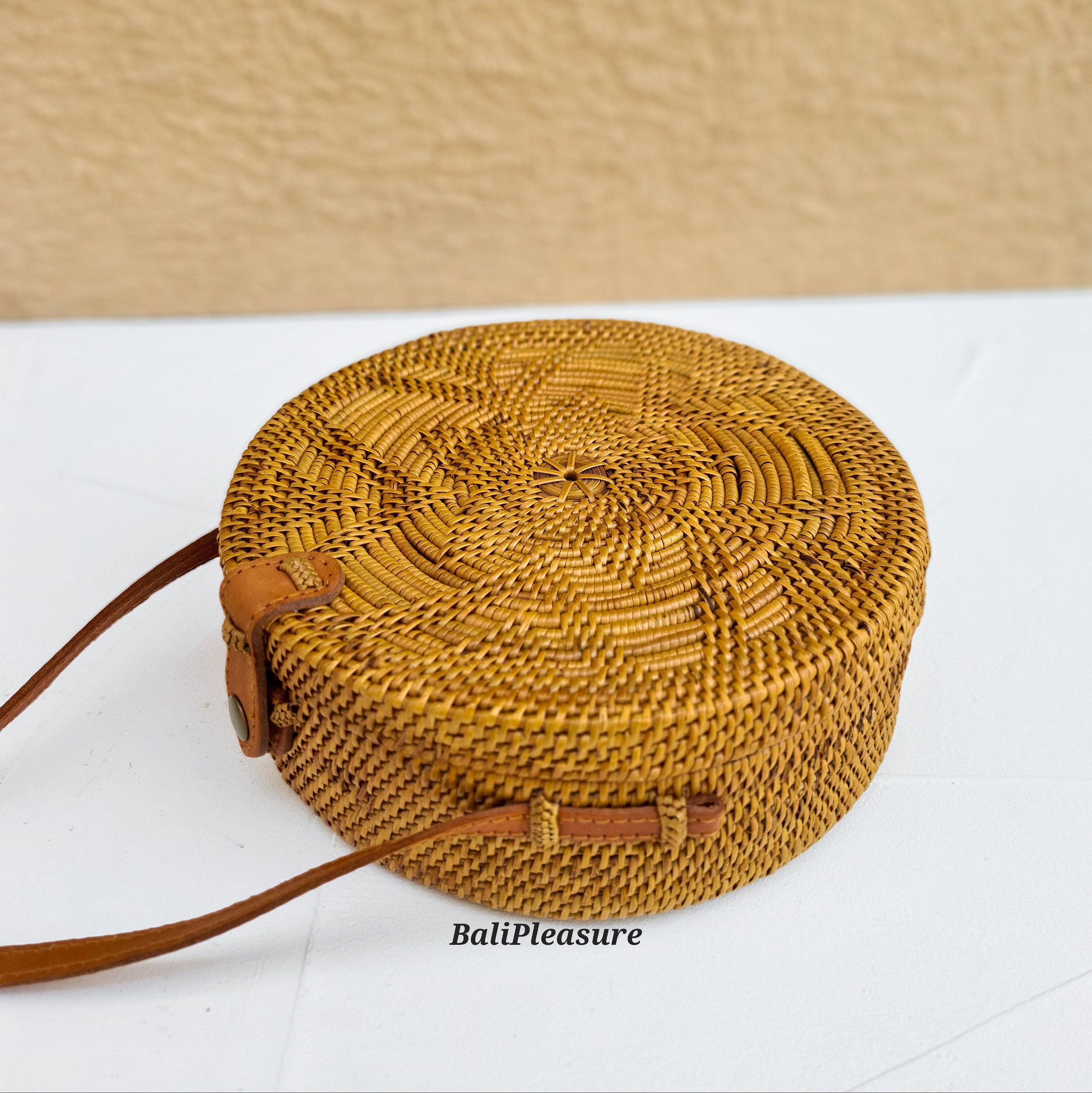 Brown Flower Round Rattan Bag Bali Bag Star Straw Bag - Etsy